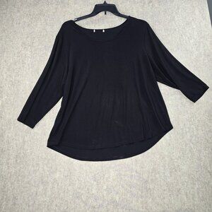 Black Asymmetrical Hem 3/4 Sleeve Top